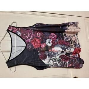 Skull with flowers plus size 1X tank top